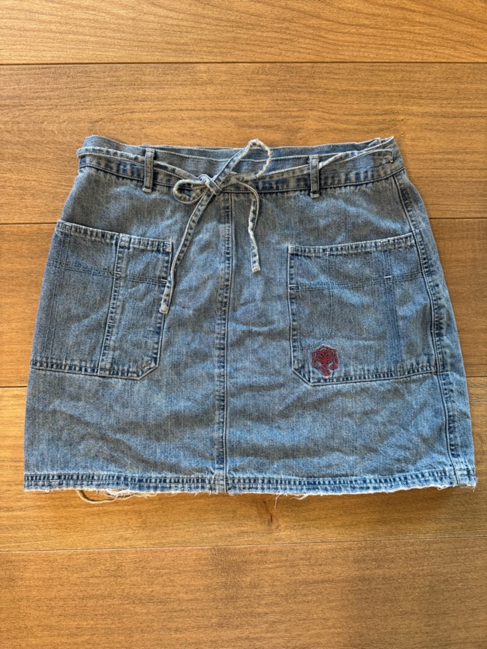 American Eagle Outfitters Light Blue Denim Mini Skirt with Drawstring